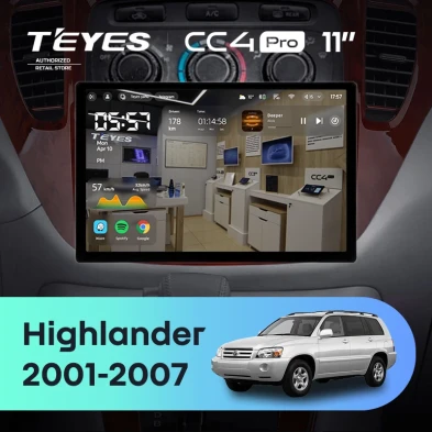 Штатная магнитола Teyes CC4 Pro 12/256 Toyota Highlander 1 XU20 (2001-2007) (11")