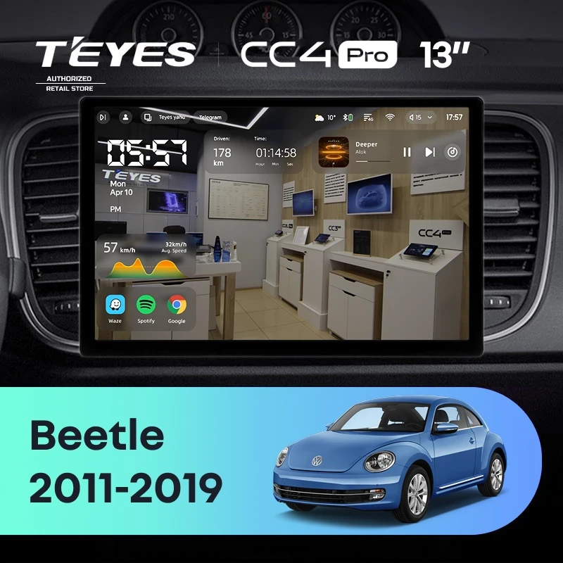 Штатная магнитола Teyes CC4 Pro 8/128 Volkswagen Beetle A5 (2011-2019) (13")