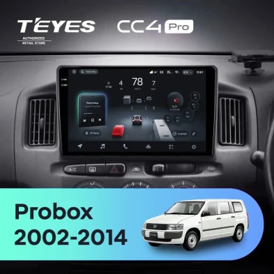 Штатная магнитола Teyes CC4 Pro 8/128 Toyota Probox XP50 XP160 (2002-2014) Правый руль