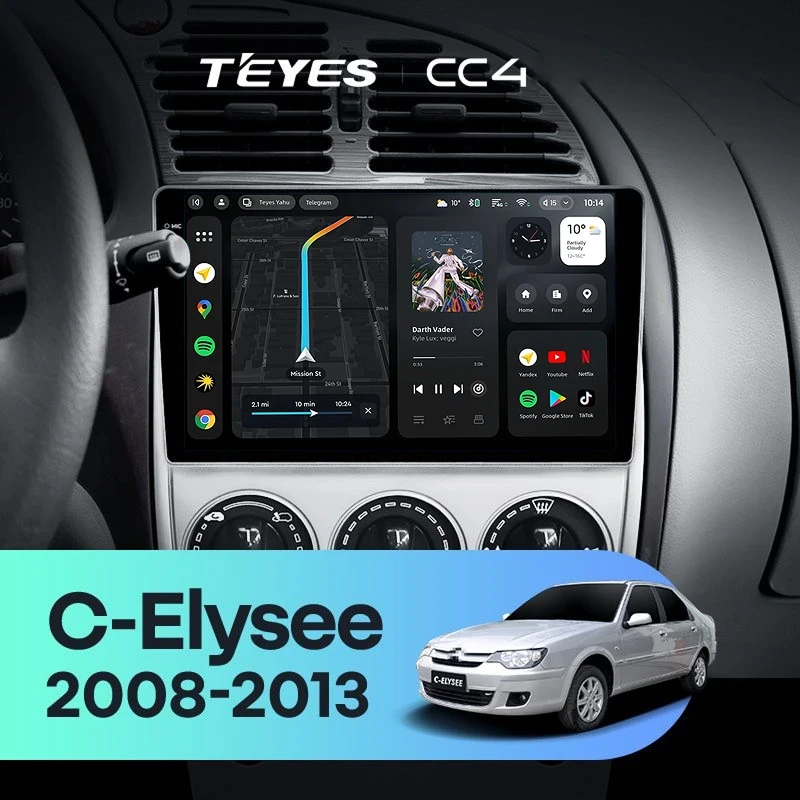 Штатная магнитола Teyes CC4 6/64 Citroen C-Elysee (2008-2013)