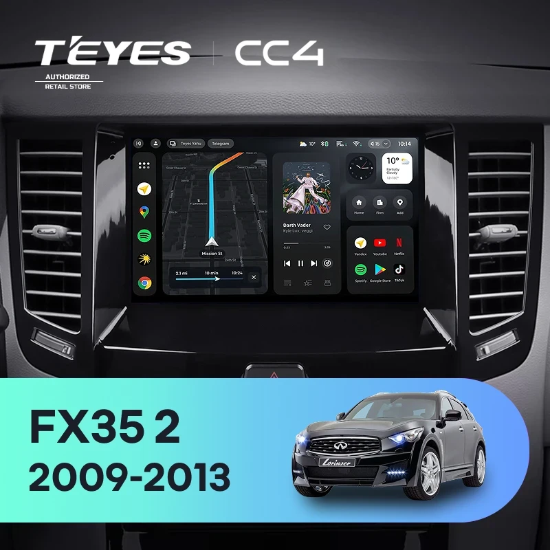 Штатная магнитола Teyes CC4 6/64 Infiniti FX35 2 (2009-2013) Тип-A