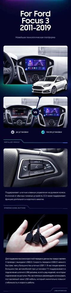 Штатная магнитола Teyes CC3 2K 6/128 Ford Focus 3 (2011-2019)