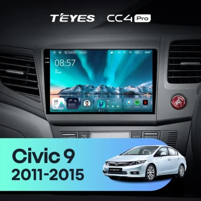 Штатная магнитола Teyes CC4 Pro 8/128 Honda Civic 9 FB FK FD (2011-2015) Правый руль