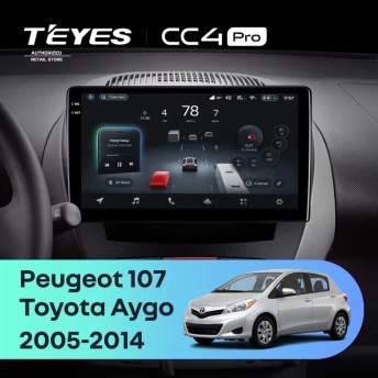 Штатная магнитола Teyes CC4 Pro 8/128 Peugeot 107 (2005-2014)