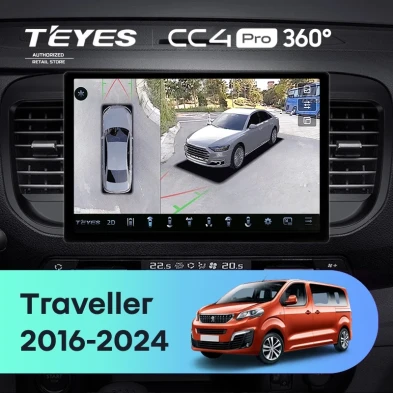 Штатная магнитола Teyes CC4 Pro 360 8/128 Peugeot Traveller (2016-2024) (13")