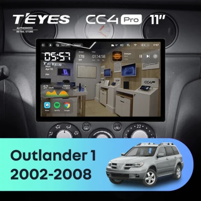 Штатная магнитола Teyes CC4 Pro 8/128 Mitsubishi Outlander 1 (2002-2008) F2 (11")