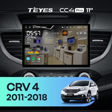 Штатная магнитола Teyes CC4 Pro 8/128 Honda CR-V 4 RM RE (2011-2018) Тип-C (11") 9 inch