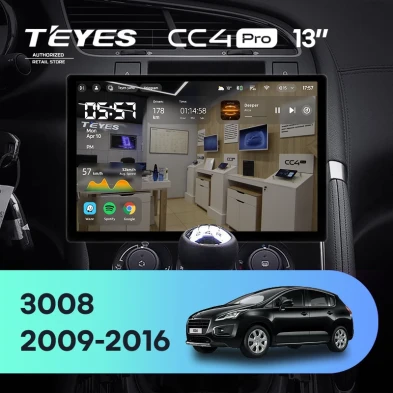 Штатная магнитола Teyes CC4 Pro 8/128 Peugeot 3008 1 (2009-2016) F2 (13")
