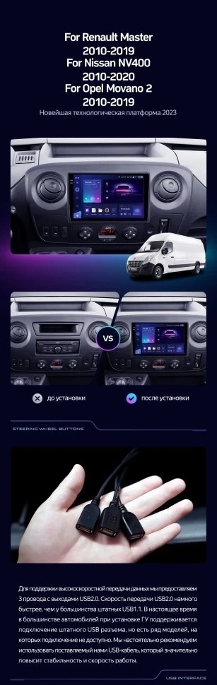 Штатная магнитола Teyes CC3L 4/32 Renault Master (2010-2019) F2