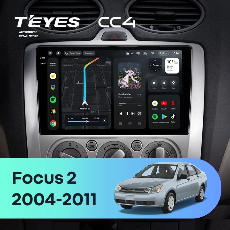 Штатная магнитола Teyes CC4 8/128 Ford Focus 2 Mk 2 (2004-2011) F1