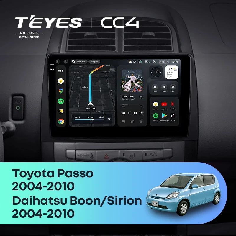Штатная магнитола Teyes CC4 6/64 Toyota Passo XC10 (2004-2010)