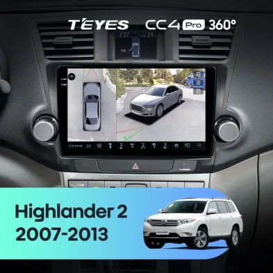 Штатная магнитола Teyes CC4 Pro 360 8/128 Toyota Highlander 2 XU40 (2007-2013) F3 9"