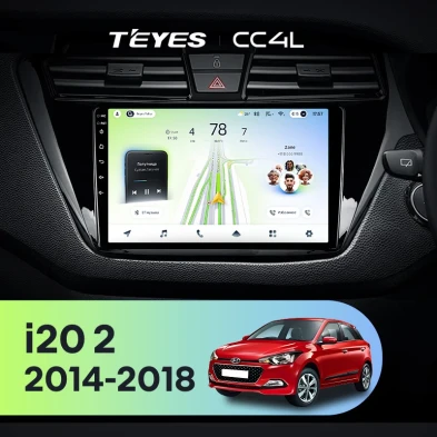 Штатная магнитола Teyes CC4L 6/64 Hyundai i20 2 GB (2014-2018) Правый руль