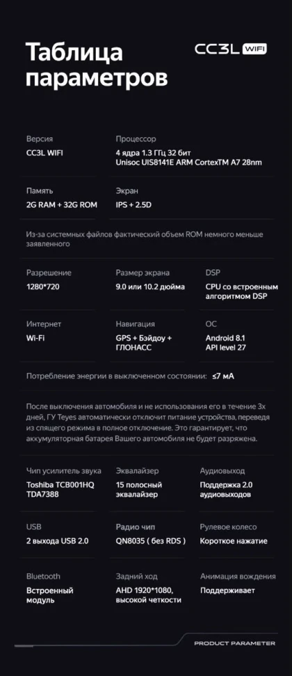 Штатная магнитола Teyes CC3L WiFi 2/32 Hyundai Sonata 7 LF (2017-2019)