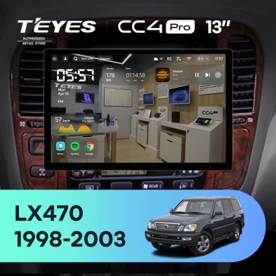 Штатная магнитола Teyes CC4 Pro 8/128 Lexus LX470 J100 (1998-2003) F2 (13")