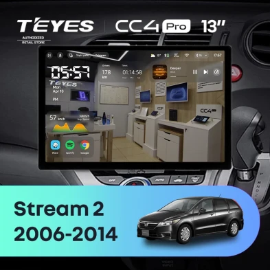 Штатная магнитола Teyes CC4 Pro 12/256 Honda Stream 2 (2006-2014) Правый руль (13")
