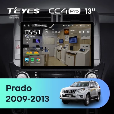 Штатная магнитола Teyes CC4 Pro 8/128 Toyota Land Cruiser Prado 150 (2009-2013) F1 Тип-A (13")