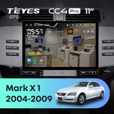 Штатная магнитола Teyes CC4 Pro 8/128 Toyota Mark X 1 X120 (2004-2009) (11")