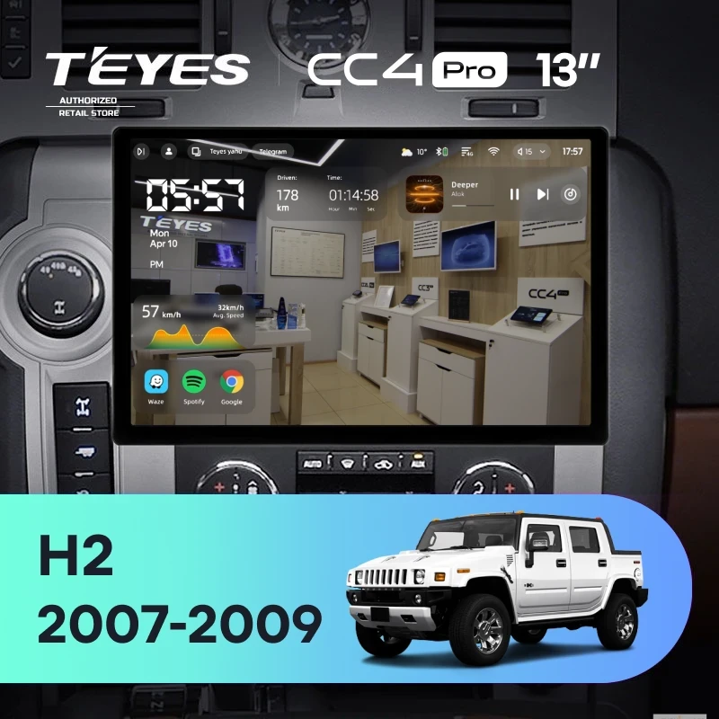 Штатная магнитола Teyes CC4 Pro 8/128 Hummer H2 E85 (2007-2009) F1 (13")