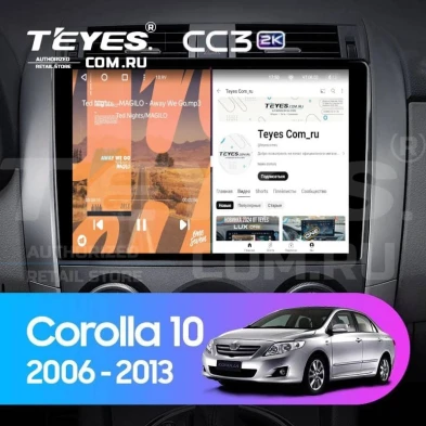 Штатная магнитола Teyes CC3 2K 360 6/128 Toyota Corolla 10 E140 E150 (2006-2013) Тип-A (13")