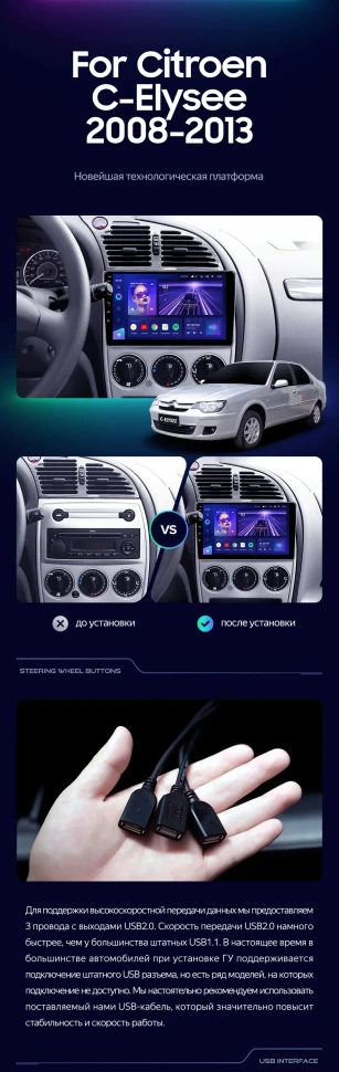 Штатная магнитола Teyes CC3 2K 6/128 Citroen C-Elysee (2008-2013)