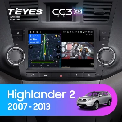Штатная магнитола Teyes CC3 2K 4/32 Toyota Highlander 2 XU40 (2007-2013) F3 9"